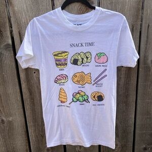 Women's Black Matter T-Shirt Snack Time White S Crew Cotton Funny Cartoon Topic